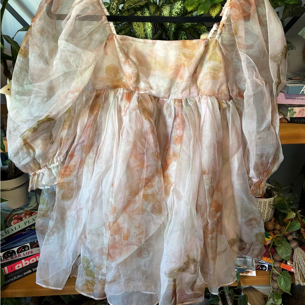 Selkie Pastel Floral Sheer Dress | XXS